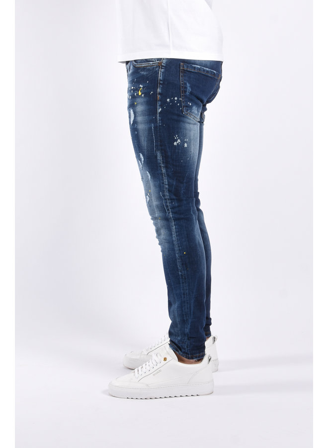Slim Fit Stretch Jeans "Collin" Blue Washed / Splashed