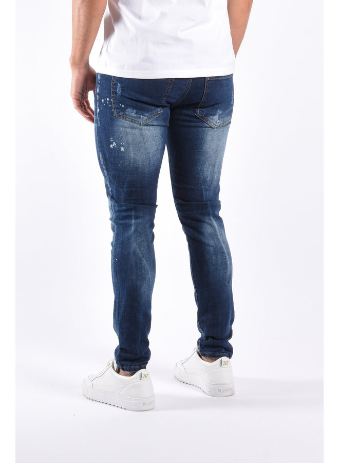 Slim Fit Stretch Jeans "Collin" Blue Washed / Splashed