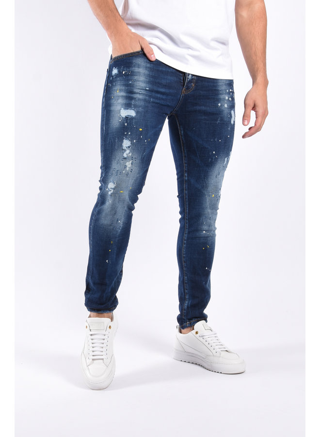 Slim Fit Stretch Jeans "Collin" Blue Washed / Splashed