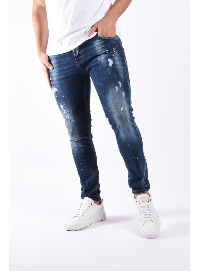 Slim Fit Stretch Jeans "Collin" Blue Washed / Splashed