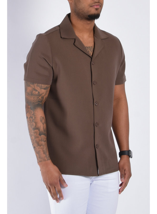 Premium Short Sleeve Shirt "Amalfi" Brown