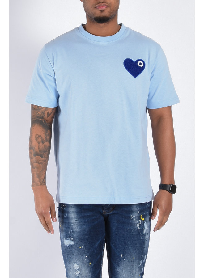 Premium Oversize Loose Fit T-shirt "Heart" Light Blue