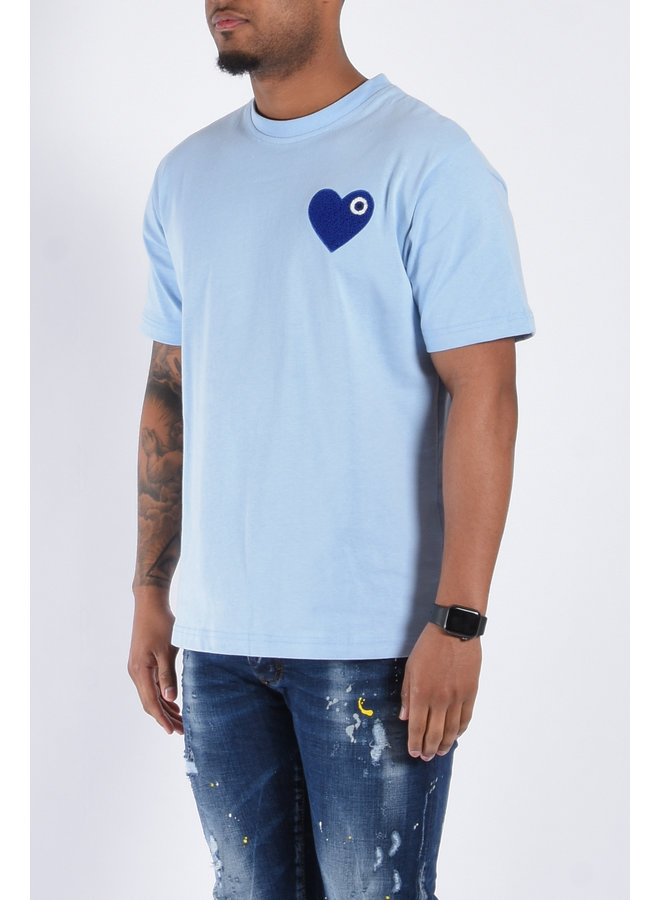 Premium Oversize Loose Fit T-shirt "Heart" Light Blue