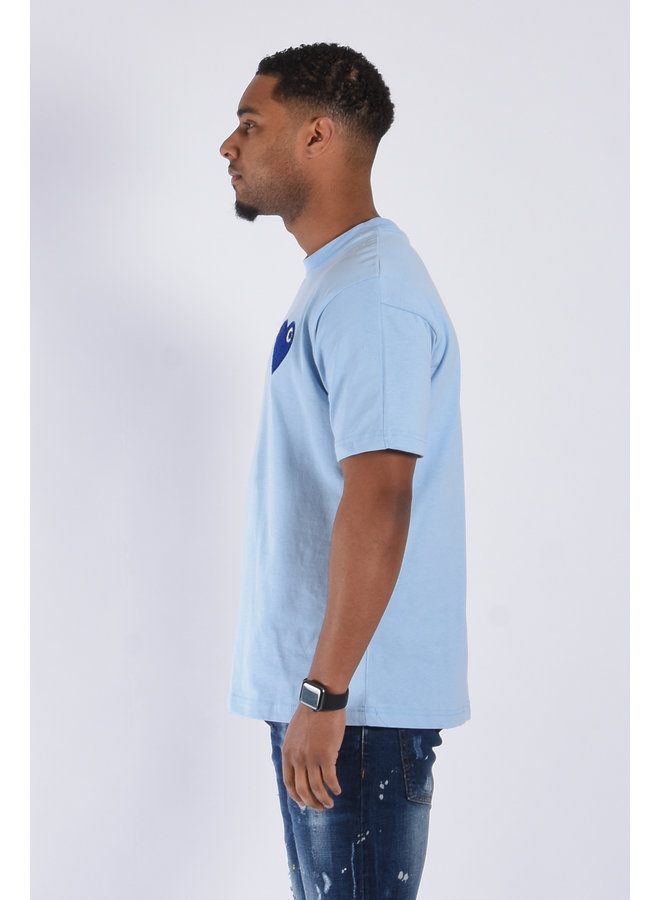 Premium Oversize Loose Fit T-shirt "Heart" Light Blue