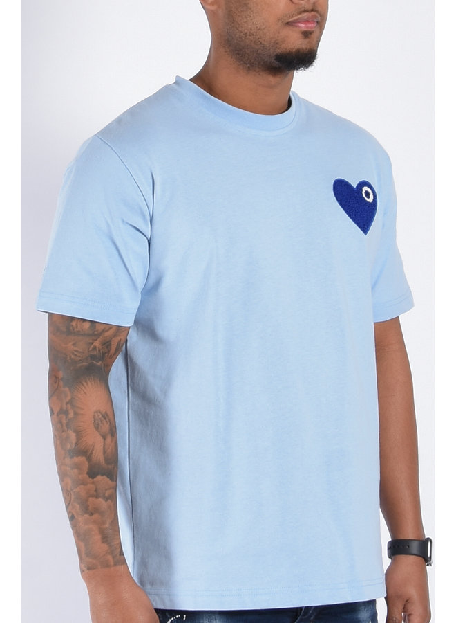 Premium Oversize Loose Fit T-shirt "Heart" Light Blue