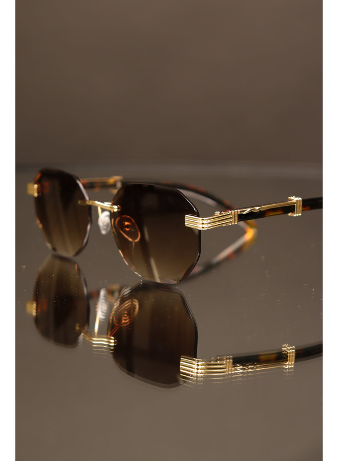 Premium Diamond Cut Sunglasses Brown / Gold
