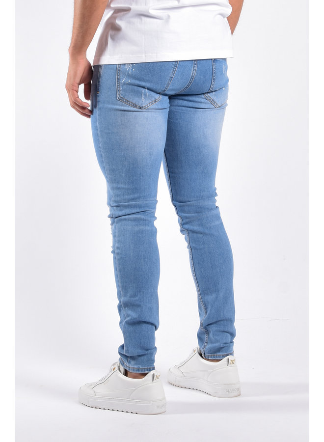 Slim Fit Stretch Jeans “Ero” Light Blue Washed / Splashed V2