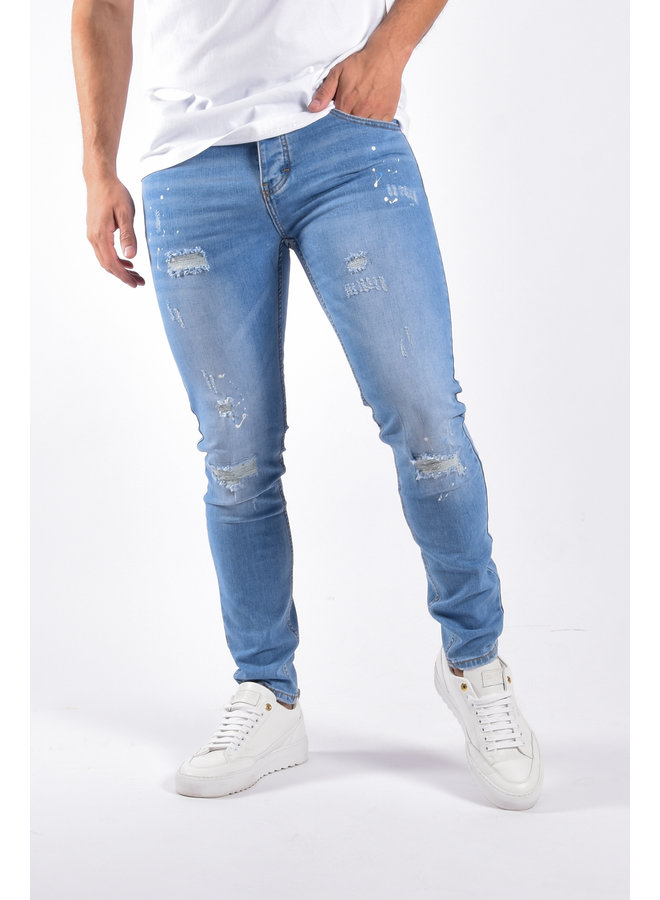 Slim Fit Stretch Jeans “Ero” Light Blue Washed / Splashed V2