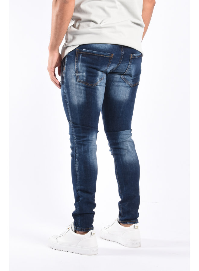 Slim Fit Stretch Jeans "Tim" Blue Distressed