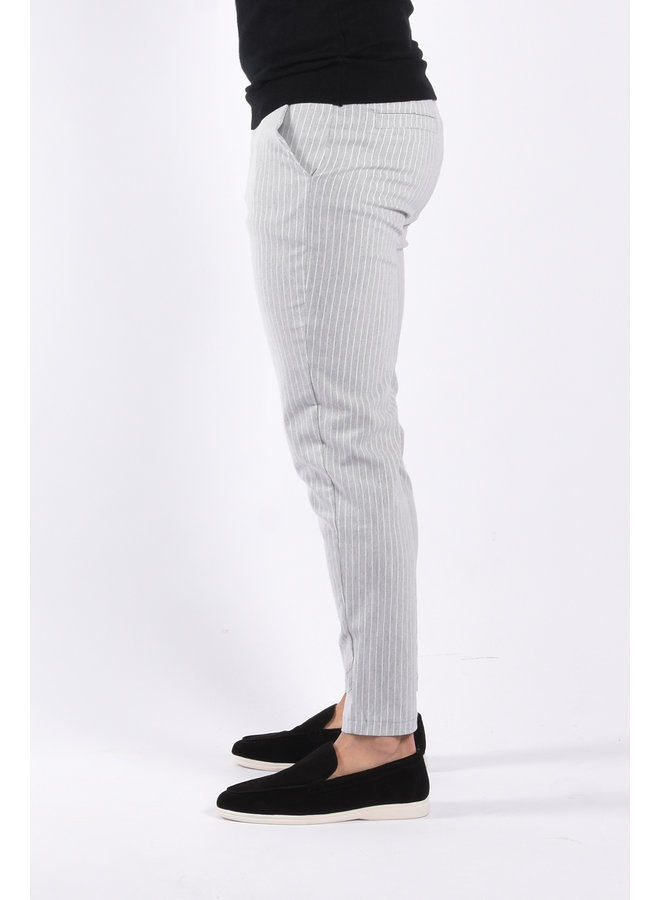 Stretch Pantalon “Gio” Striped Grey