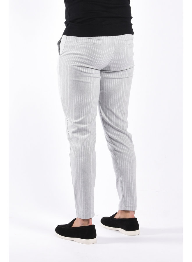 Stretch Pantalon “Gio” Striped Grey