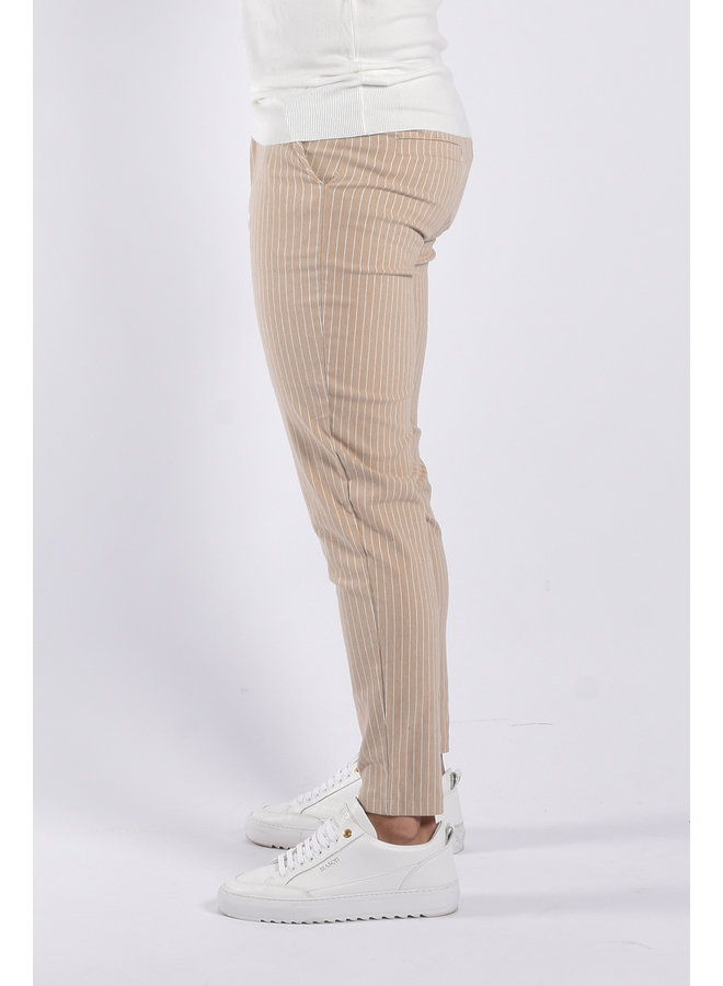 Stretch Pantalon “Gio” Striped Beige