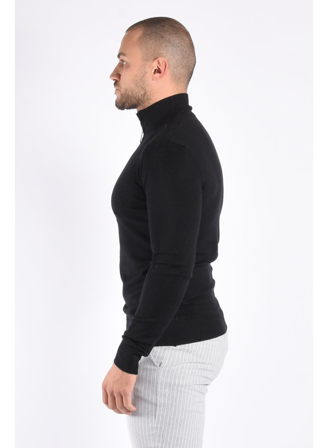 Premium Knitted Half Zipped Sweater  “Vito” Black