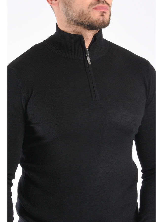 Premium Knitted Half Zipped Sweater  “Vito” Black