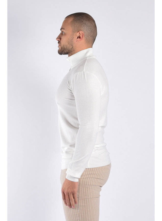 Premium Knitted Half Zipped Sweater  “Vito” White
