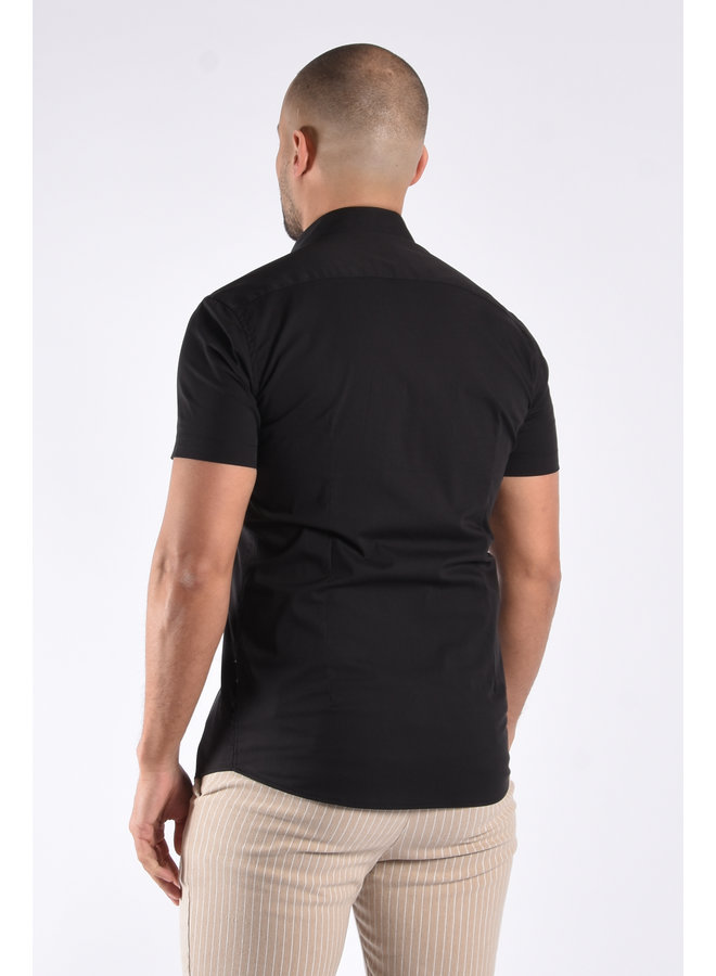 Short Sleeve Slim Fit Stretch Blouse Black