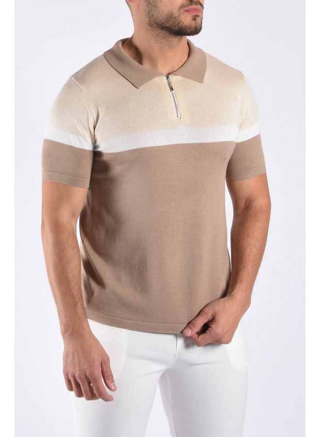 Premium Zipper Polo  “Alessio” Camel / Beige