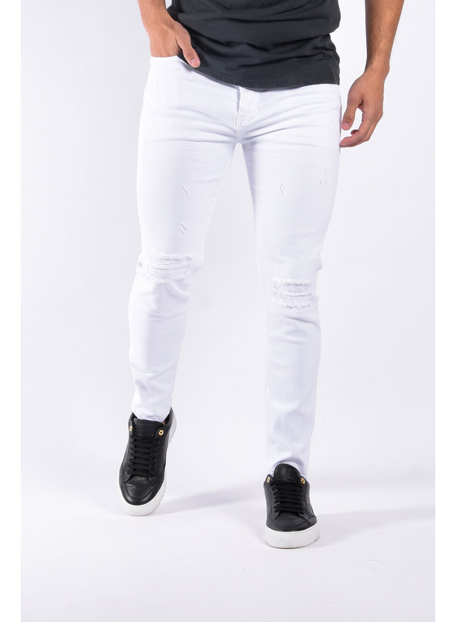 Slim Fit Stretch Jeans “Danilo” White Shredded