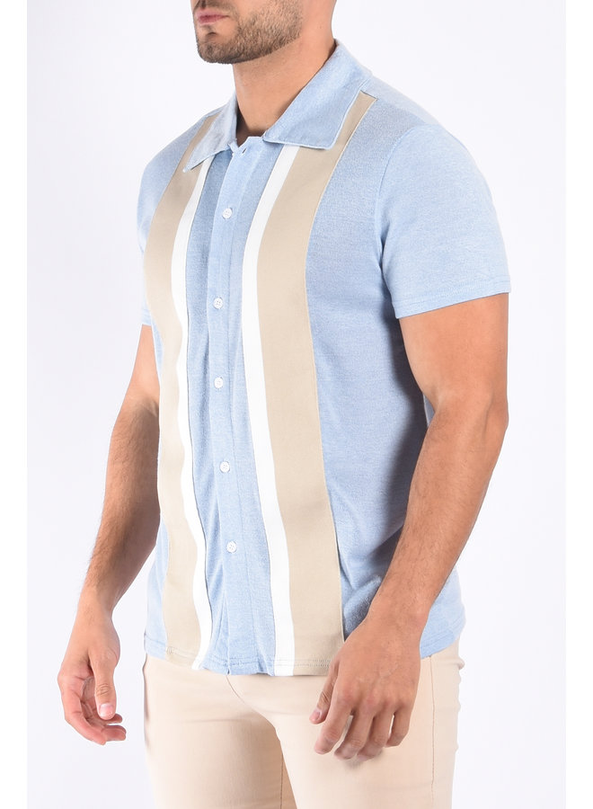 Premium Summer Shirt “Navarro” Blue / Beige / White