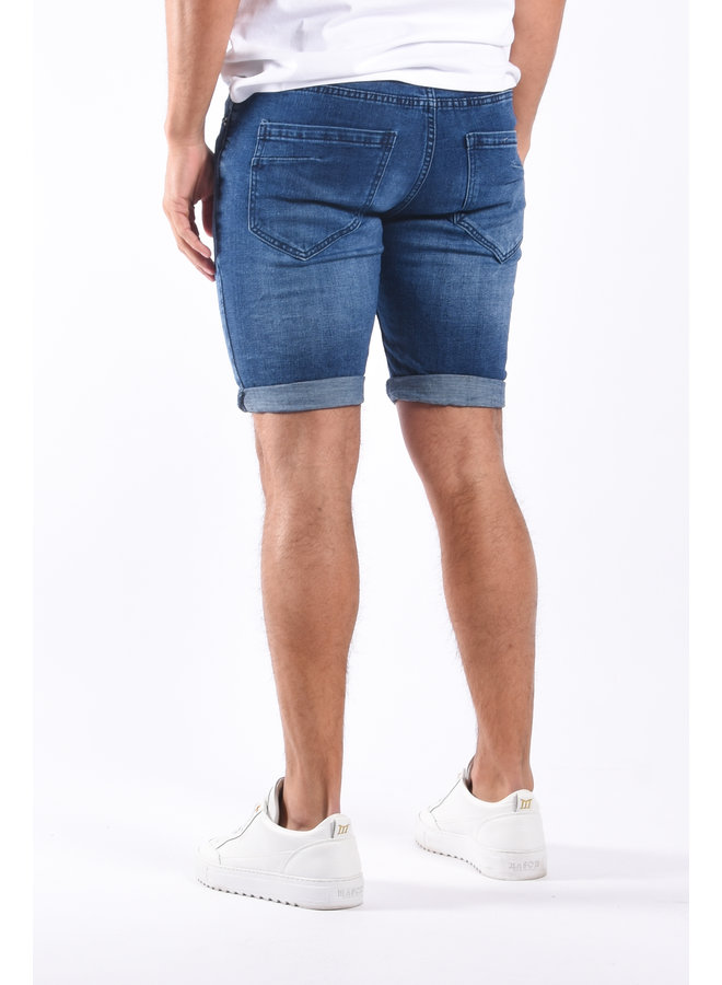 Jeans Stretch Shorts “Kobe” Blue Shredded