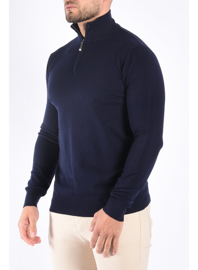 Premium Knitted Half Zipped Sweater  “Vito” Navy Blue