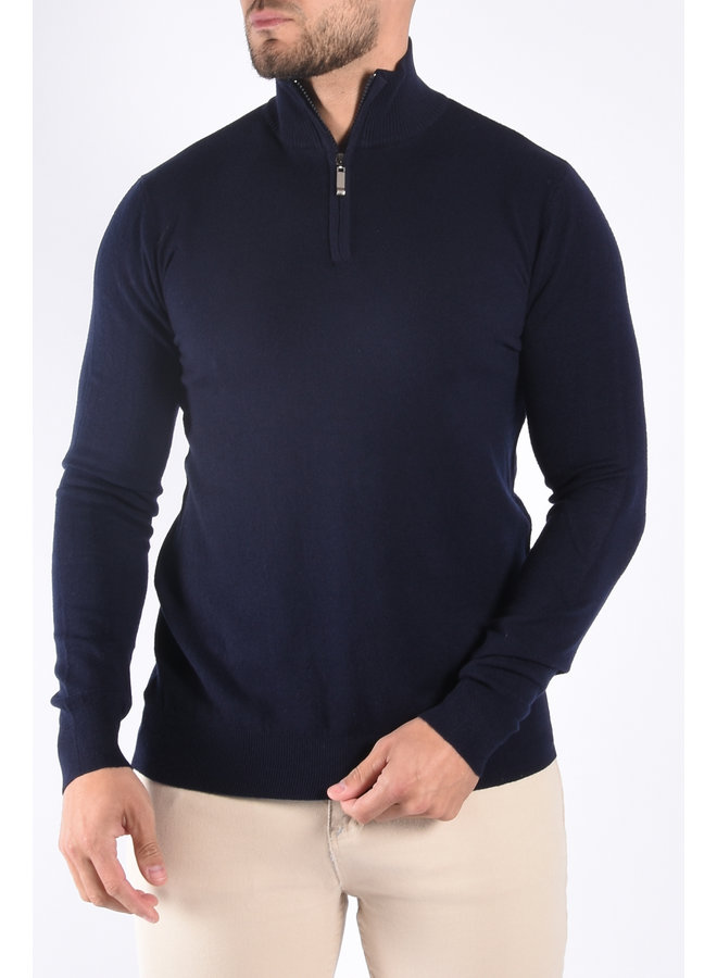 Premium Knitted Half Zipped Sweater  “Vito” Navy Blue