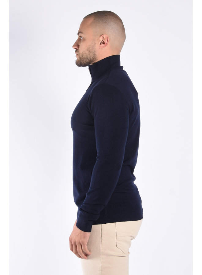 Premium Knitted Half Zipped Sweater  “Vito” Navy Blue