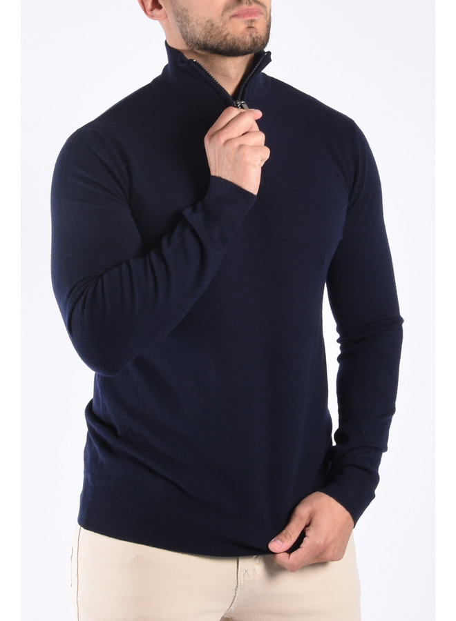 Premium Knitted Half Zipped Sweater  “Vito” Navy Blue