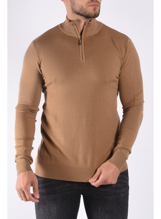 Premium Knitted Half Zipped Sweater  “Vito” Camel
