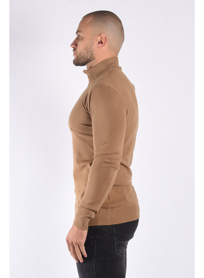 Premium Knitted Half Zipped Sweater  “Vito” Camel