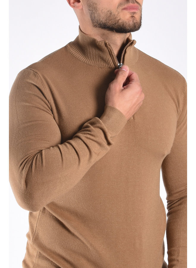 Premium Knitted Half Zipped Sweater  “Vito” Camel