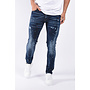 Slim Fit Stretch Jeans ”Sonny” Blue & Orange / White Splashes