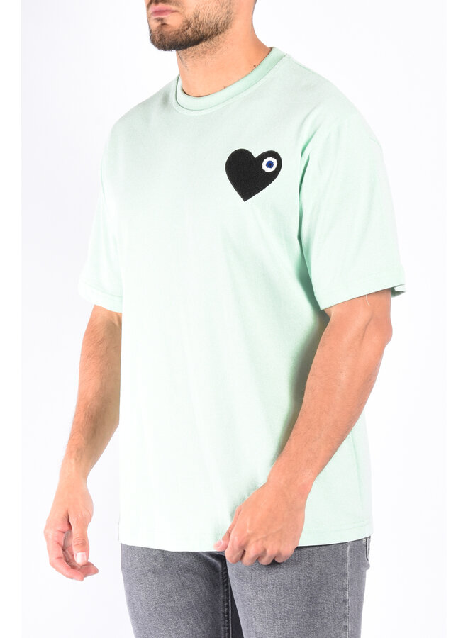 Premium Oversize Loose Fit T-shirt "Heart" Mint / Black