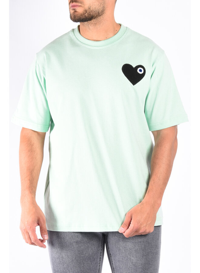 Premium Oversize Loose Fit T-shirt "Heart" Mint / Black