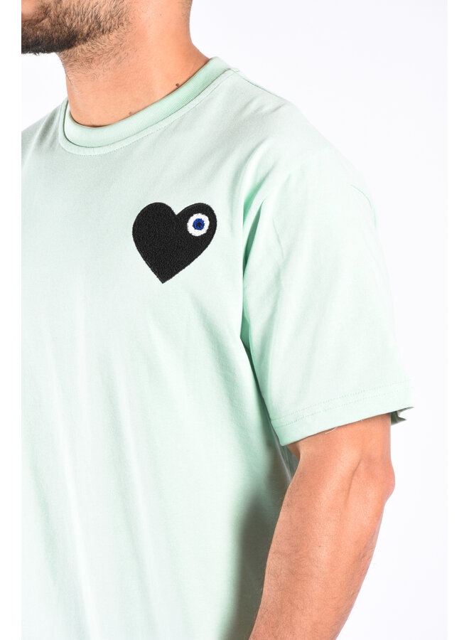 MPremium Oversize Loose Fit T-shirt "Heart" Mint / Black