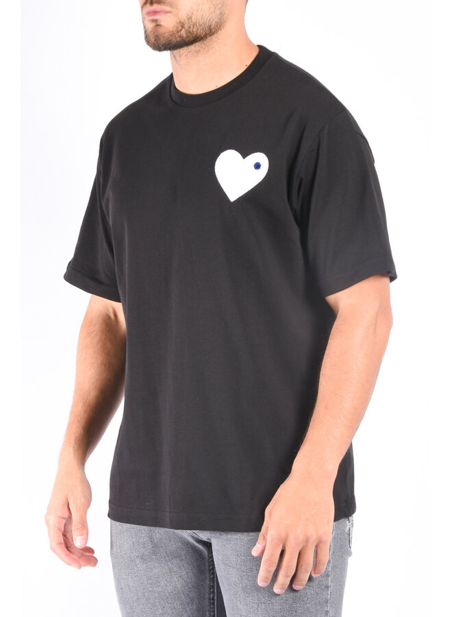 Premium Oversize Loose Fit T-shirt "Heart" Black / White