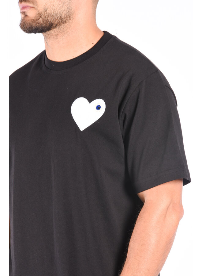 Premium Oversize Loose Fit T-shirt "Heart" Black / White