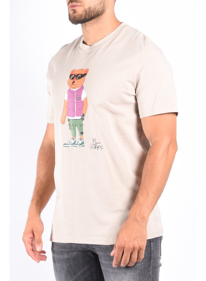 Bear With Me Premium Loose Fit T-shirt “Bior Bodywarmer” Stone Beige