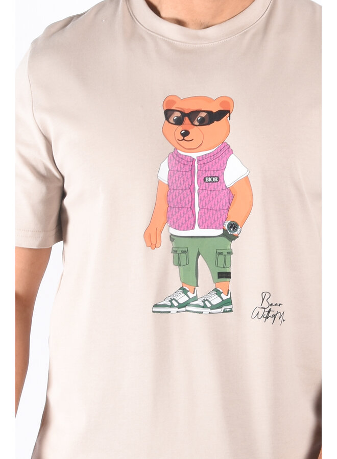 Bear With Me Premium Loose Fit T-shirt “Bior Bodywarmer” Stone Beige