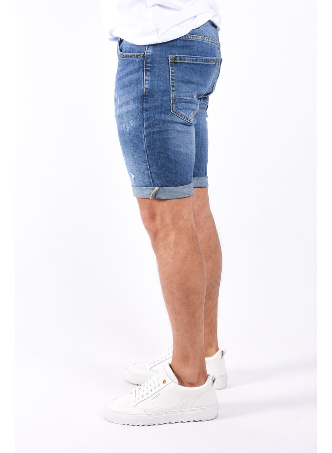 Jeans stretch short “marin” Blue Shredded