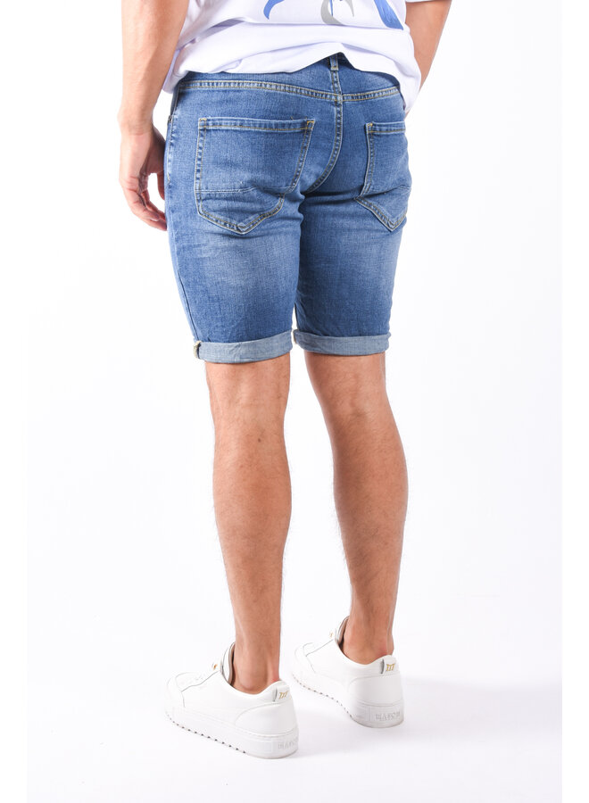 Jeans stretch short “marin” Blue Shredded