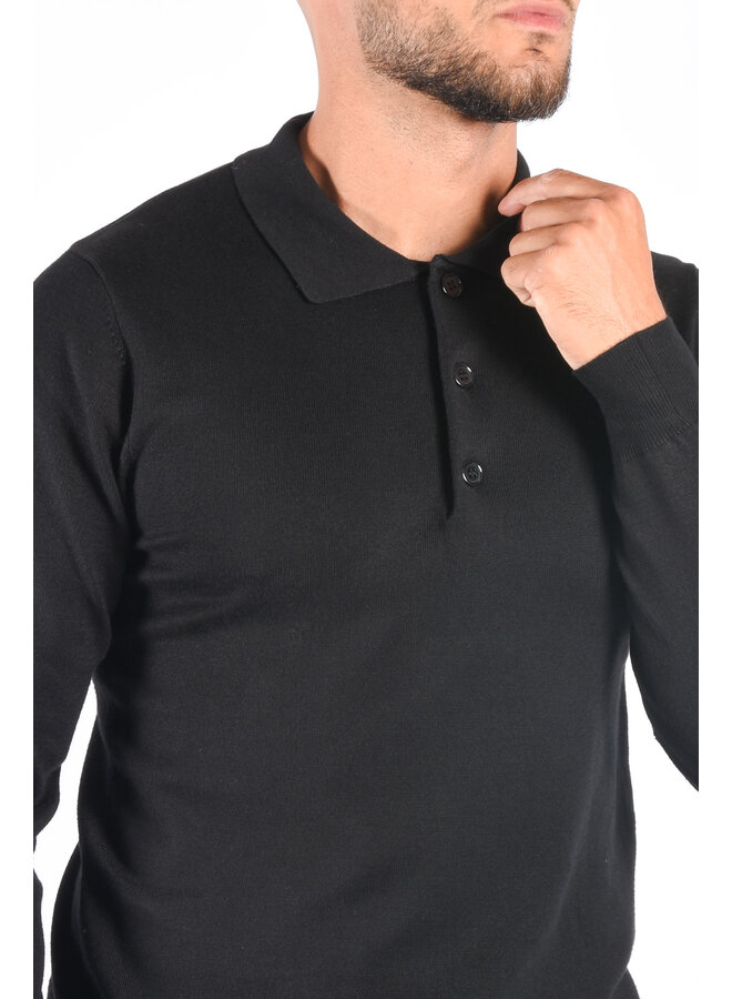 Long Sleeve Polo “Gianni” Black