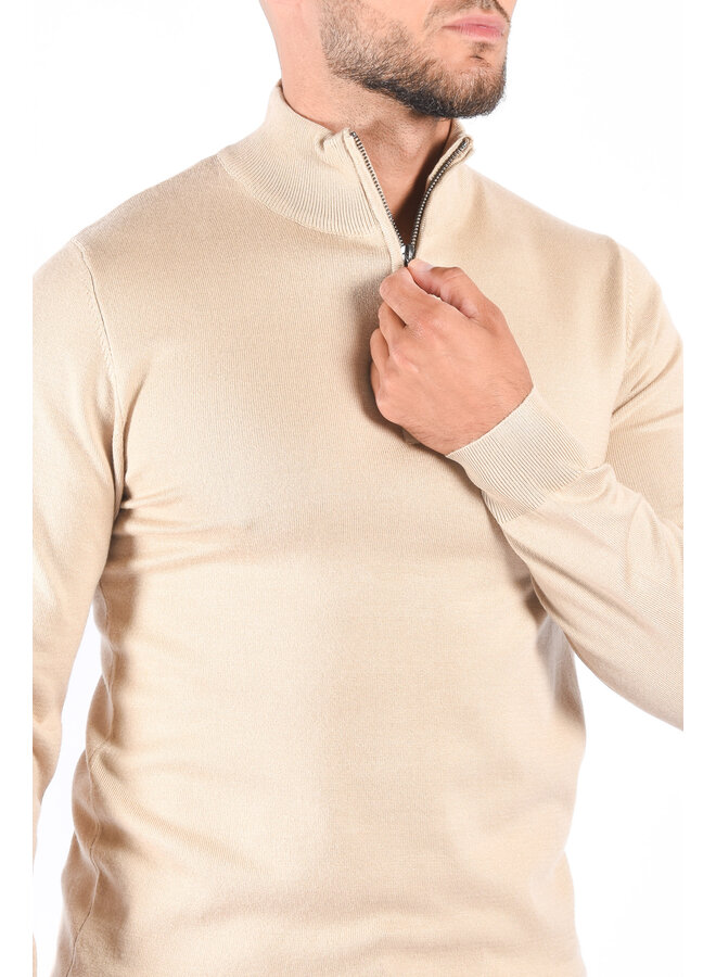 Half Zipped Sweater "Alessio" Beige