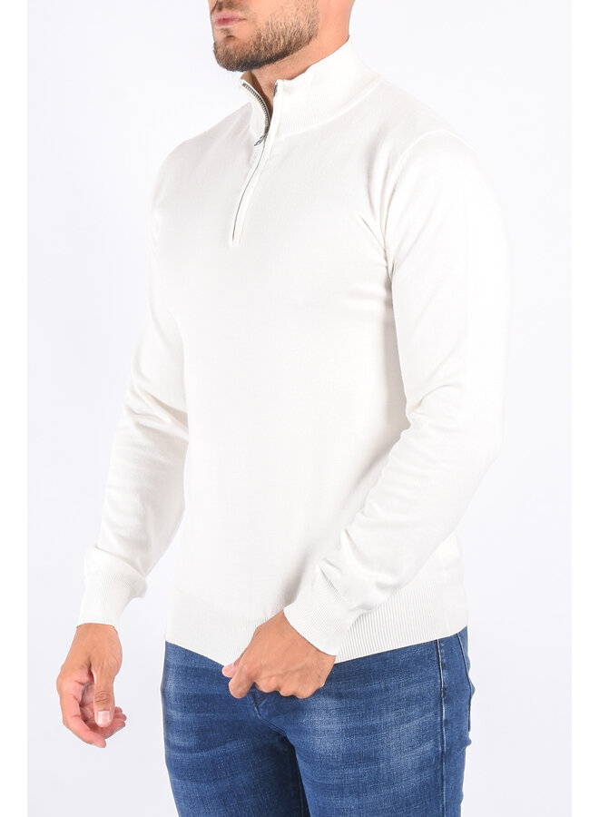 Half Zipped Sweater "Alessio" White