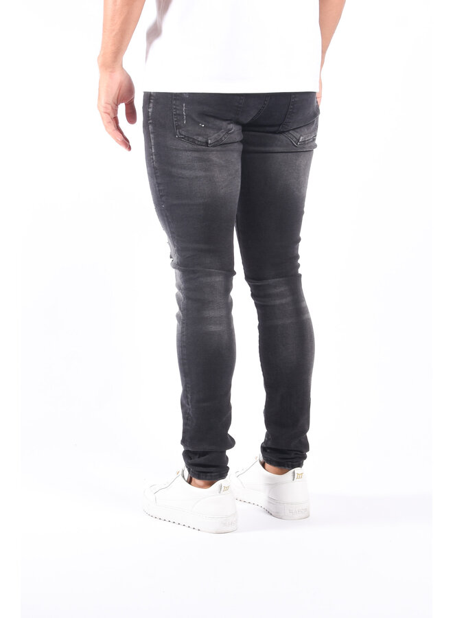 Slim Fit Stretch Jeans “Adonis” Black Washed / Splashed