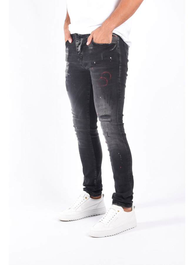 Slim Fit Stretch Jeans “Adonis” Black Washed / Splashed
