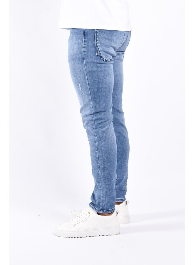 Slim Fit Stretch Jeans “Midas” Light Blue Distressed