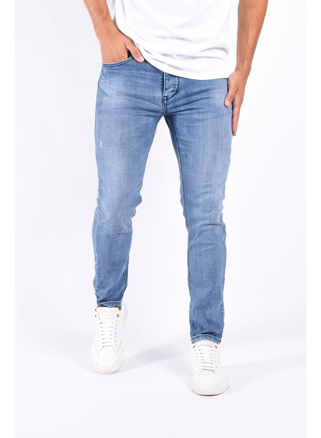 Slim Fit Stretch Jeans “Midas” Light Blue Distressed