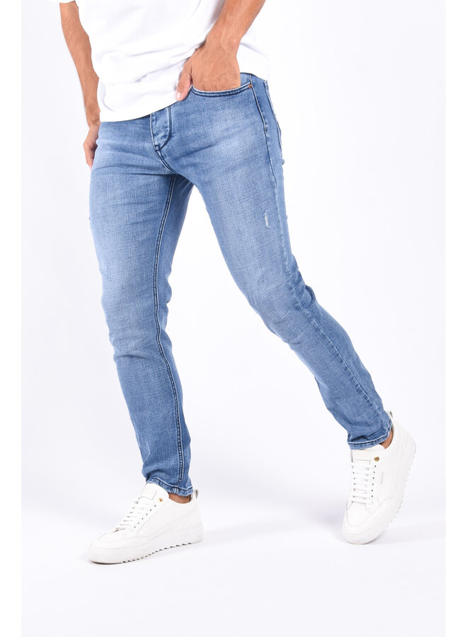 Slim Fit Stretch Jeans “Midas” Light Blue Distressed