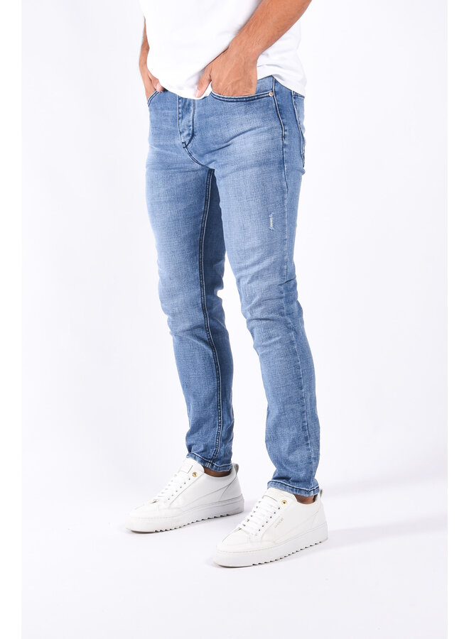 Slim Fit Stretch Jeans “Midas” Light Blue Distressed